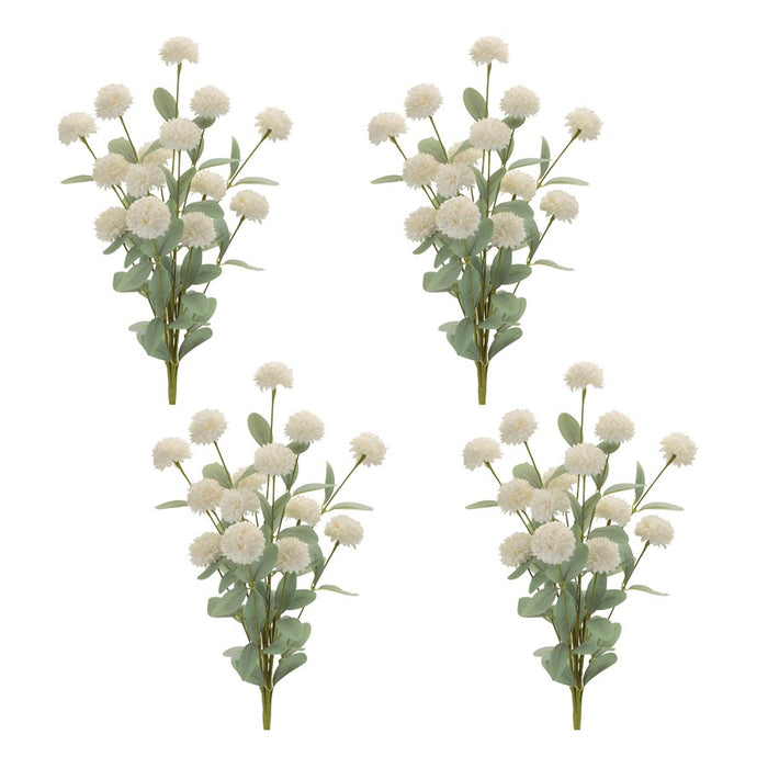 Melrose Mini Mum Floral Bush (Set of 4), White/Green