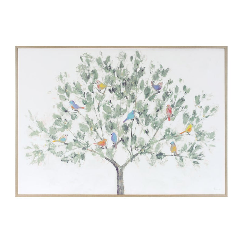 Melrose Birds, Tree Print, White/Green - 96868DS