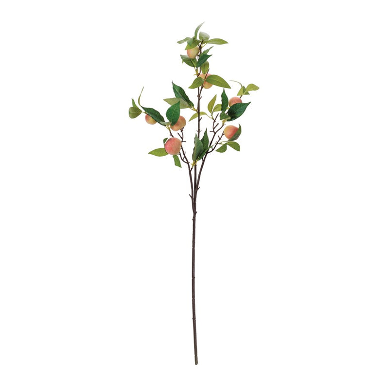 Melrose Peach Fruit Foliage Branch (Set of 6), Pink/Green