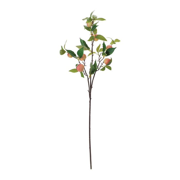 Melrose Peach Fruit Foliage Branch (Set of 6), Pink/Green