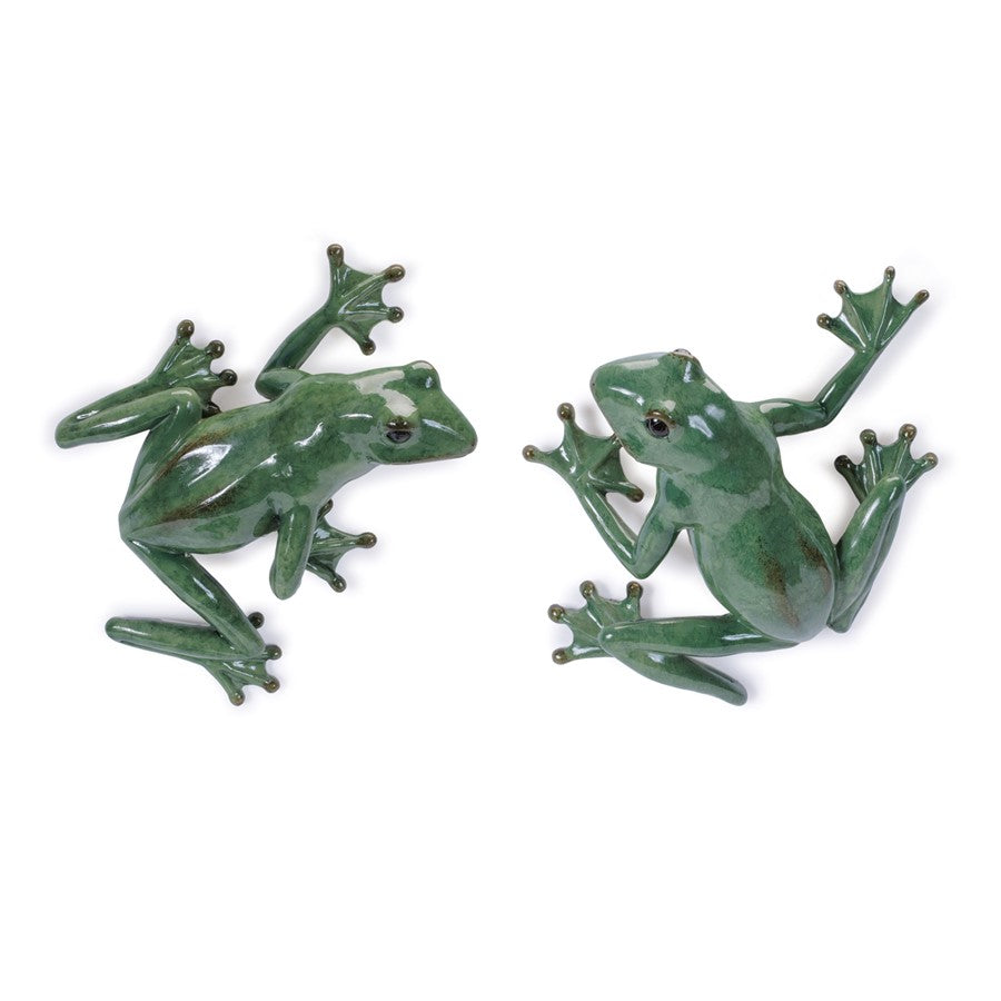 Melrose Stone Garden Frog Wall Accent (Set of 2), Green - 96891DS