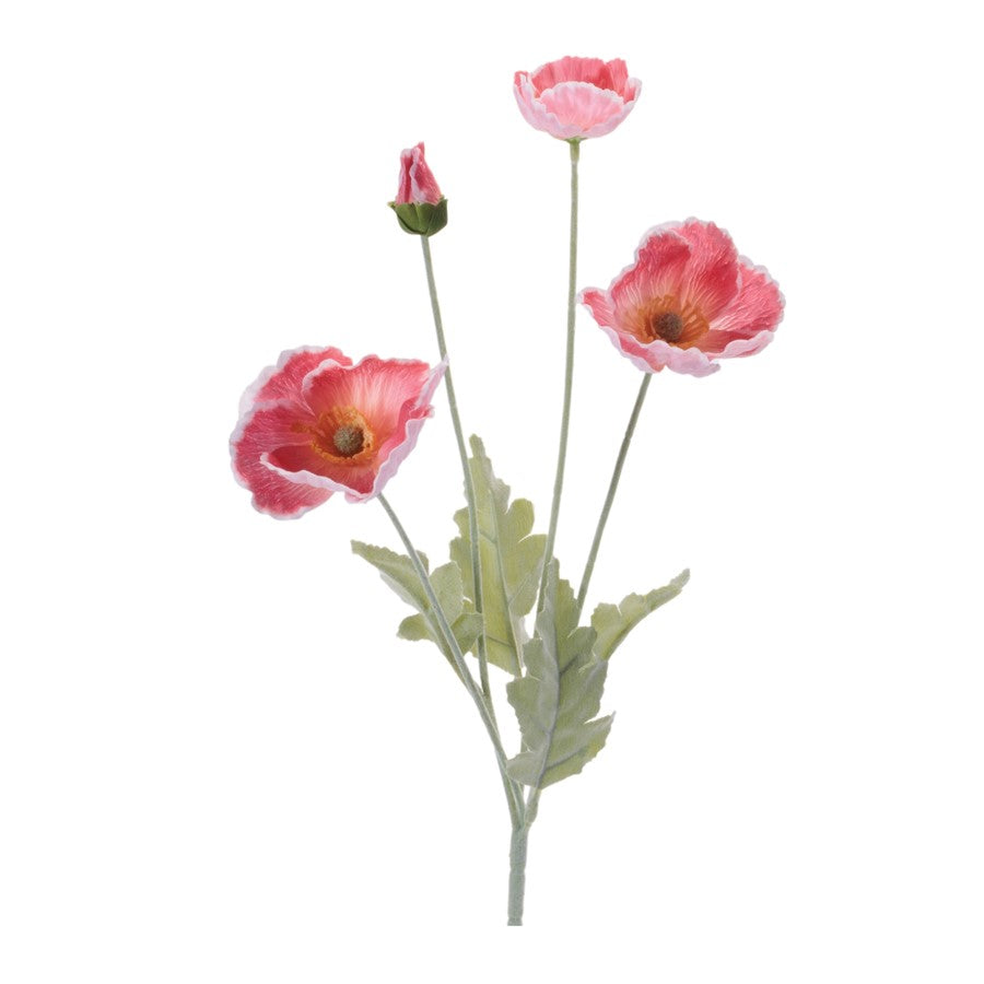 Melrose Poppy Floral Spray (Set of 6), Red/Green - 96926DS