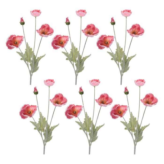 Melrose Poppy Floral Spray (Set of 6), Red/Green