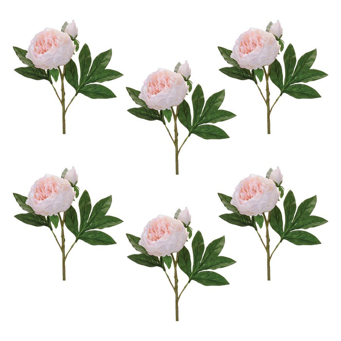 Melrose Peony Floral Spray (Set of 6), Pink/Green