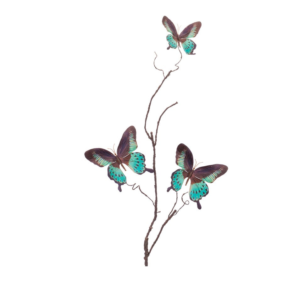 Melrose Butterfly Twig Spray (Set of 6), Blue/Black - 96973DS