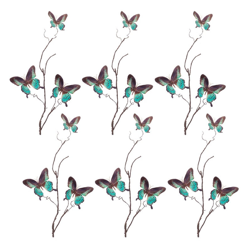 Melrose Butterfly Twig Spray (Set of 6), Blue/Black