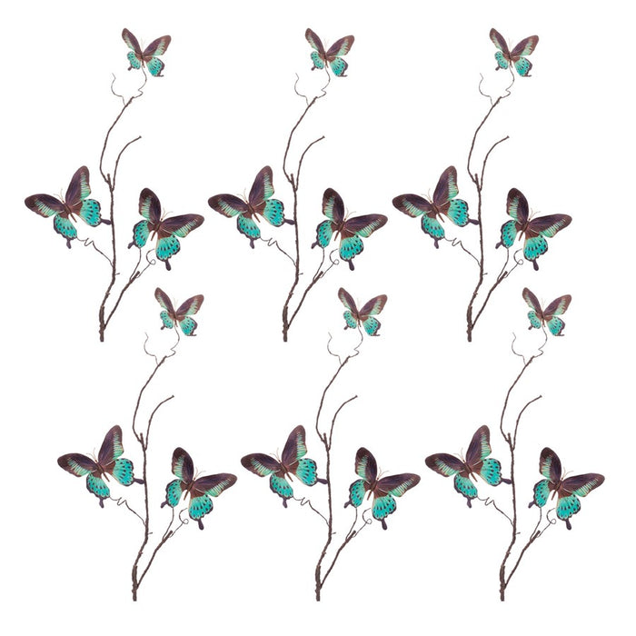 Melrose Butterfly Twig Spray (Set of 6), Blue/Black