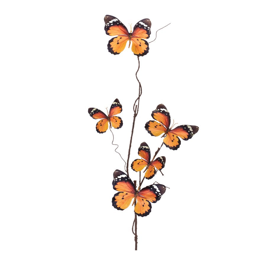 Melrose Butterfly Twig Spray (Set of 6), Orange/Black - 96974DS