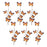 Melrose Butterfly Twig Spray (Set of 6), Orange/Black