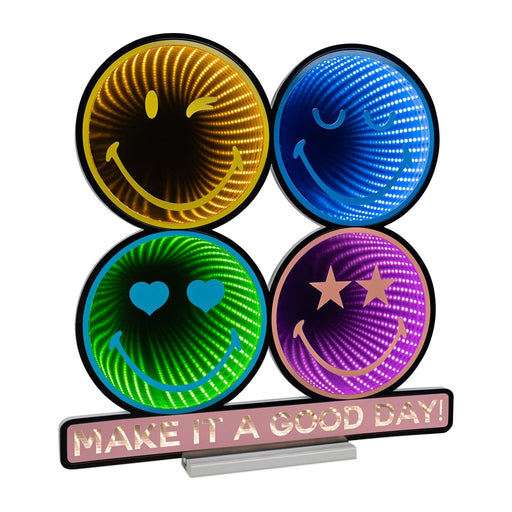 Melrose Smiley Good Day Ekkolight 24"H UL Plug, Pink/Blue/Green/Orange - 99050DS