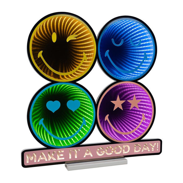 Melrose Smiley Good Day Ekkolight 24"H UL Plug, Pink/Blue/Green/Orange - 99050DS