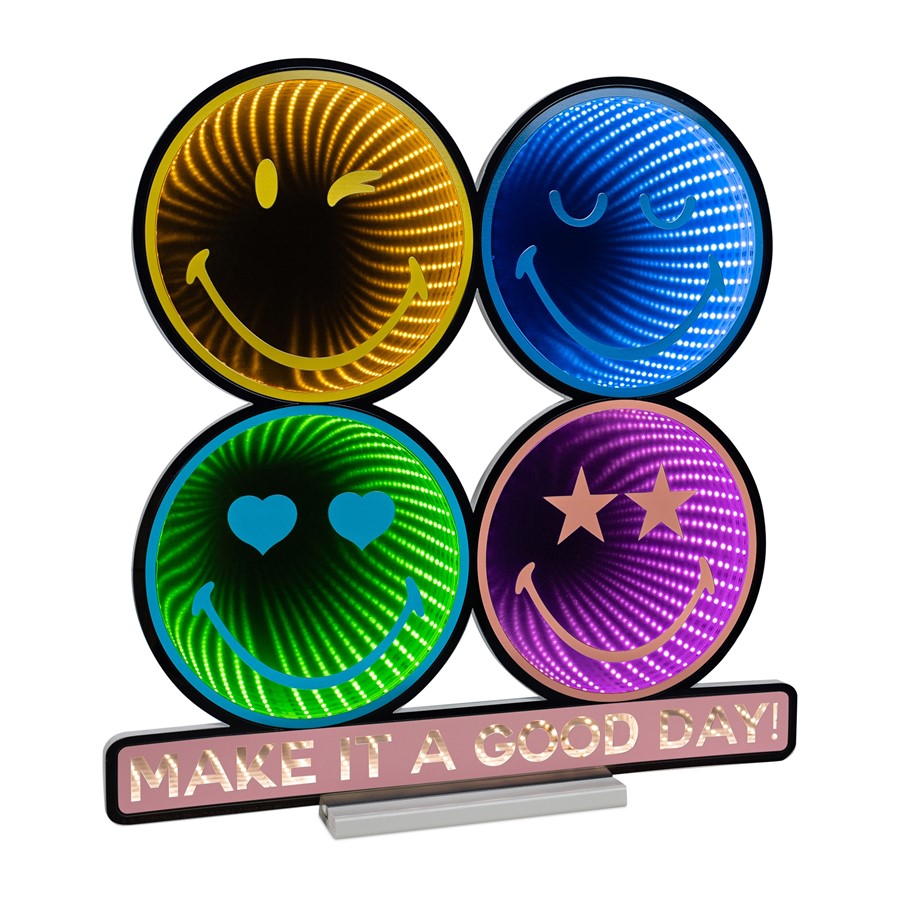 Melrose Smiley Good Day Ekkolight 24"H UL Plug, Pink/Blue/Green/Orange - 99050DS