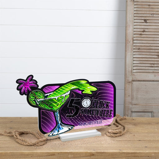 Melrose Margaritaville 5 O'clock Ekkolight 12"H, Pink/Green