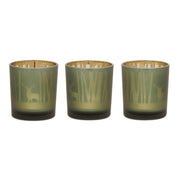 Melrose Mossy Oak Votive (Set of 3) 3"D x 3"H Glass, Green/Gold - 99062DS