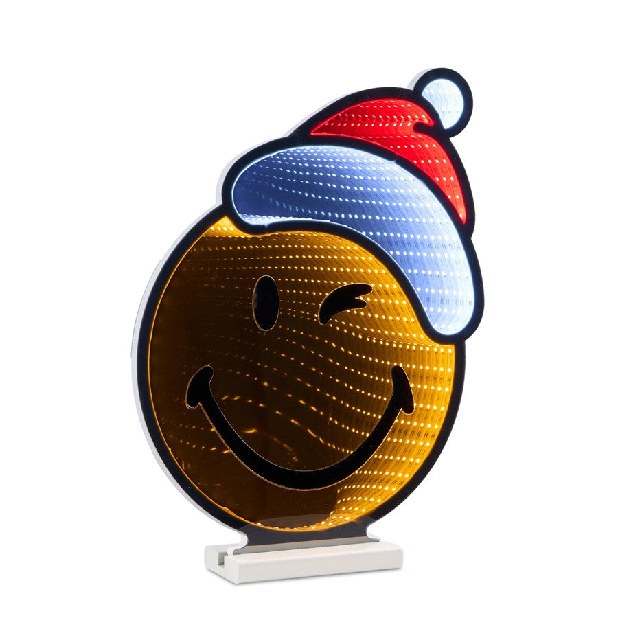 Melrose Smiley Face w/Santa Hat Ekkolight 16"H UL Plug, Orange - 99080DS