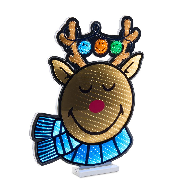 Melrose Smiley Reindeer Ekkolight 21"H UL Plug, Brown/Blue/Green - 99081DS