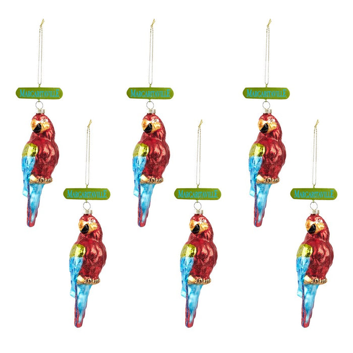 Melrose Margaritaville Parrot Ornament (Set of 6) 5.75", Red