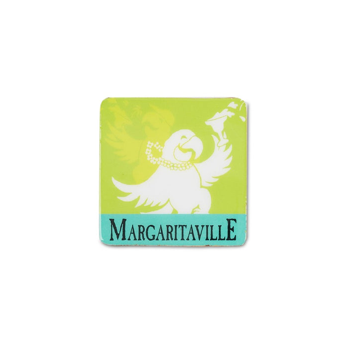 Melrose Margaritaville Coaster (Set of 4) 4" Square Wood/Enamel, Green