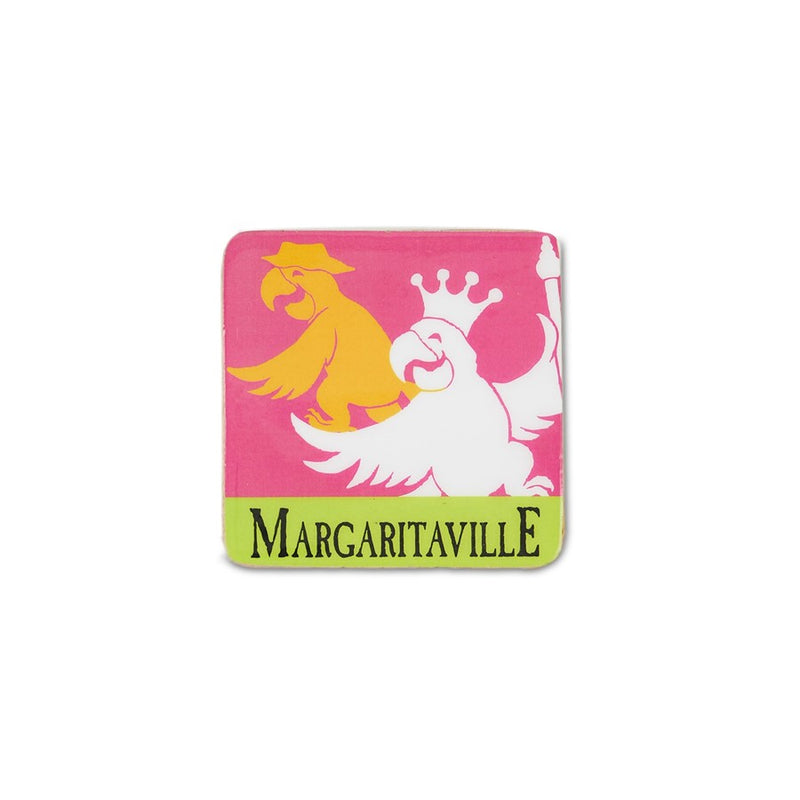 Melrose Margaritaville Coaster (Set of 4) 4" Square Wood/Enamel, Green