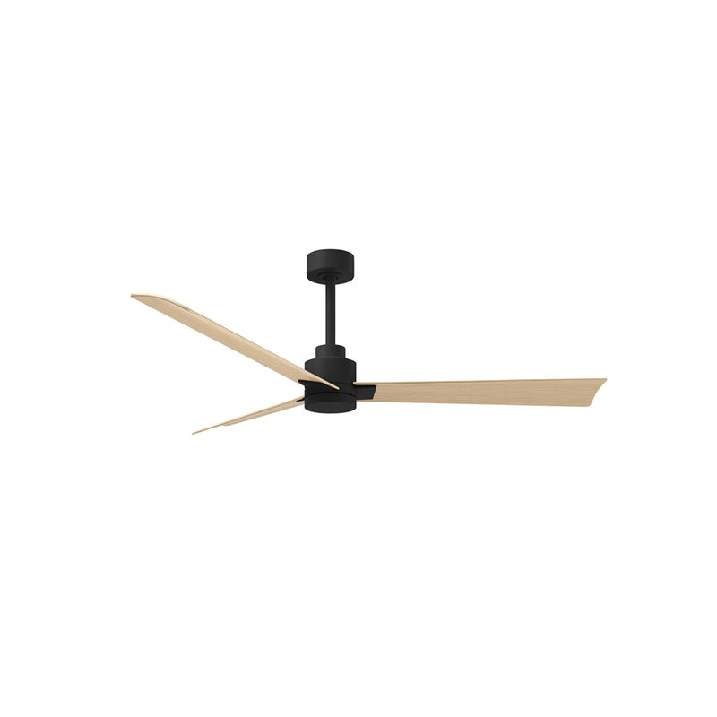 Matthews Fan Alessandra 56in 3-Blade Ceiling Fan | Transitional Matte Black and Light Maple ABS | Outdoor Patio & Covered Porch | Model AK-BK-LM-56