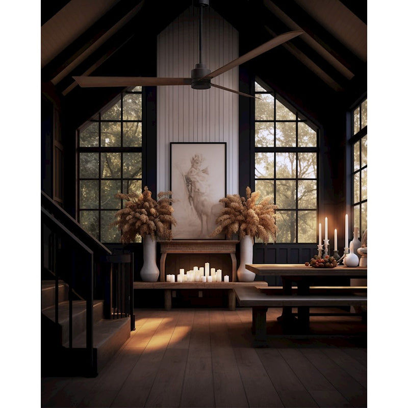 Matthews Fans Alessandra 56in 3-Blade Ceiling Fan | Transitional Textured Bronze and Walnut ABS | Bedroom & Living Room | Model AK-TB-WN-56