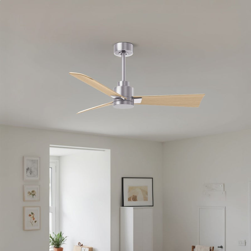 Matthews Fan Alessandra 42in 3-Blade Ceiling Fan | Transitional Brushed Nickel and Light Maple ABS | Bedroom & Covered Patio | Model AK-BN-LM-42