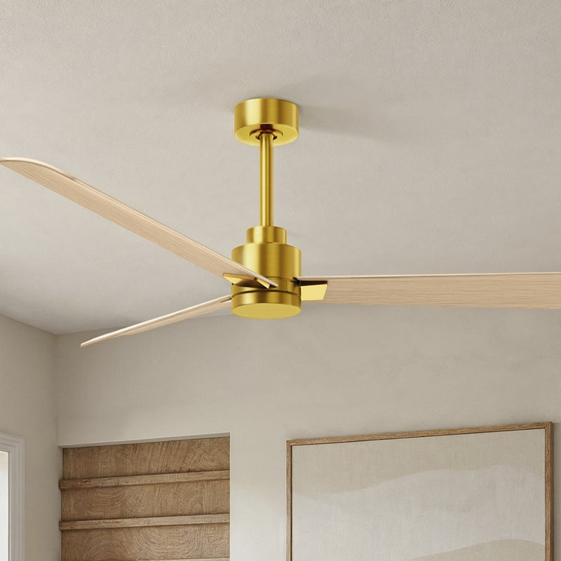 Matthews Fan Alessandra 56in 3-Blade Ceiling Fan | Brushed Brass and Light Maple ABS | Great Rooms & Covered Patios | Model AK-BRBR-LM-56
