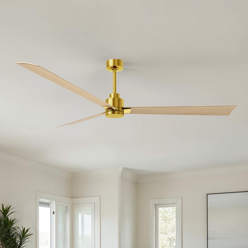 Matthews Fan Alessandra 72in 3-Blade Ceiling Fan | Brushed Brass and Light Maple ABS | Great Rooms & Covered Patios | Model AK-BRBR-LM-72