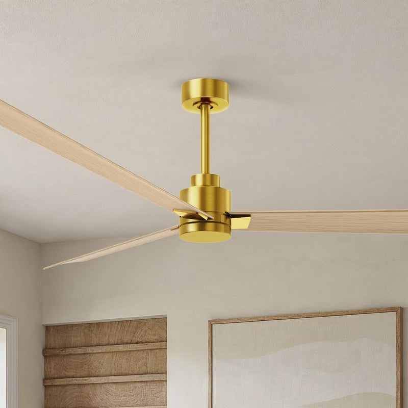 Matthews Fan Alessandra 72in 3-Blade Ceiling Fan | Brushed Brass and Light Maple ABS | Great Rooms & Covered Patios | Model AK-BRBR-LM-72