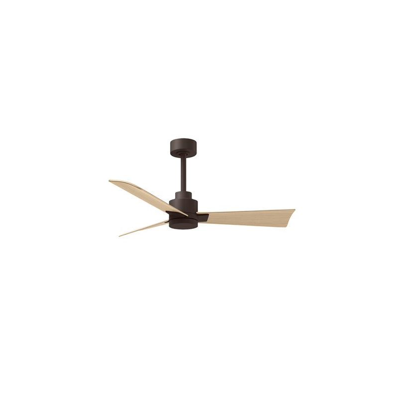 Matthews Fans Alessandra 42in 3-Blade Ceiling Fan | Transitional Textured Bronze and Light Maple ABS | Bedroom & Covered Patio | Model AK-TB-LM-42
