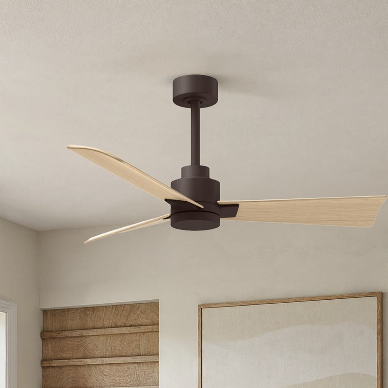 Matthews Fans Alessandra 42in 3-Blade Ceiling Fan | Transitional Textured Bronze and Light Maple ABS | Bedroom & Covered Patio | Model AK-TB-LM-42