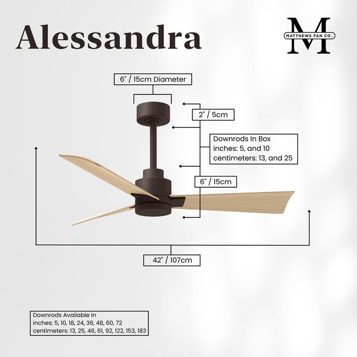 Matthews Fan Alessandra 42" 3 Blade Ceiling Fan, Textured Bronze