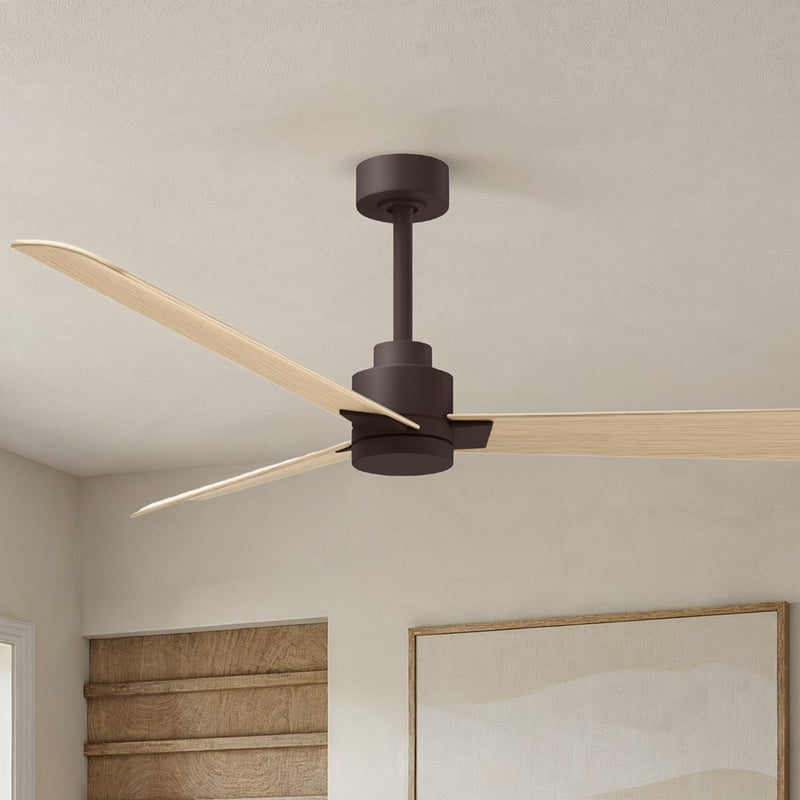 Matthews Fans Alessandra 56in 3-Blade Ceiling Fan | Transitional Textured Bronze and Light Maple ABS | Living Room & Covered | Model AK-TB-LM-56