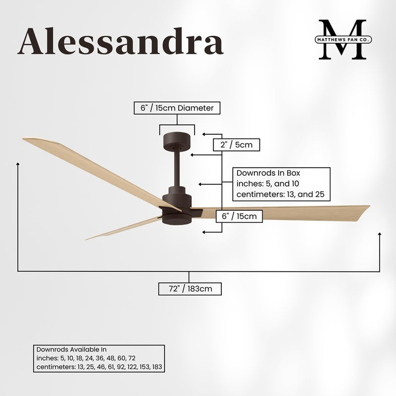 Matthews Fan Alessandra 72" 3 Blade Ceiling Fan, Textured Bronze