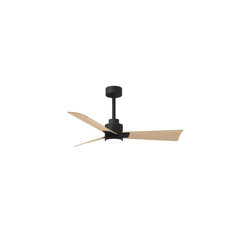 Matthews Fans Alessandra 42in 3-Blade Ceiling Fan | Transitional Matte Black and Light Maple ABS | Great Rooms & Covered Patios | Model AKLK-BK-LM-42