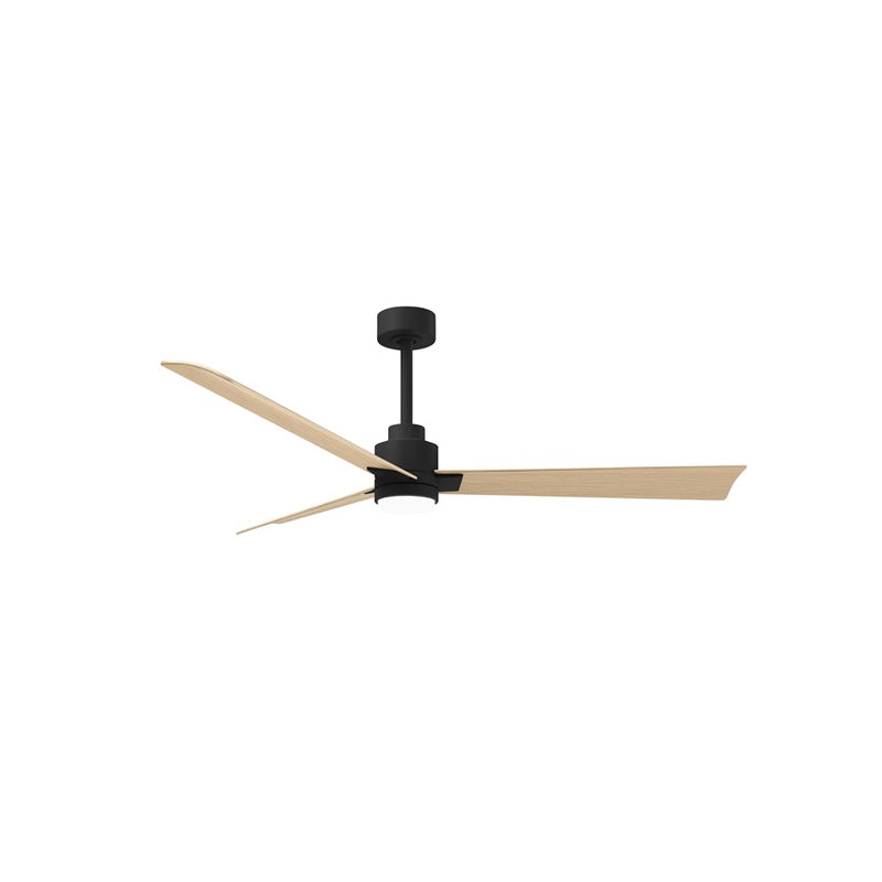 Matthews Fans Alessandra 56in 3-Blade Ceiling Fan | Transitional Matte Black and Light Maple ABS | Great Rooms & Covered Patios | Model AKLK-BK-LM-56