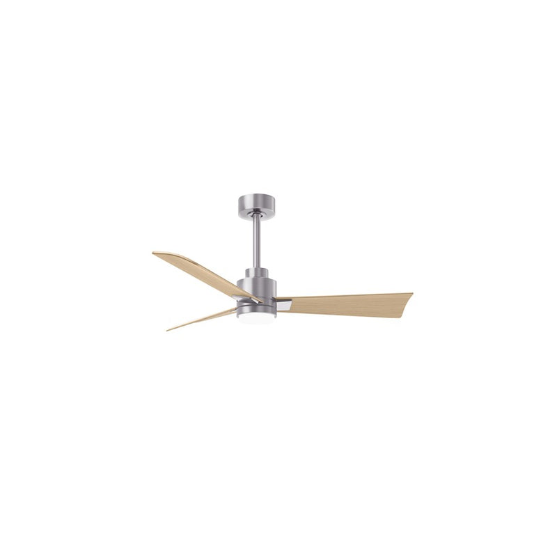 Matthews Fans Alessandra 42in 3-Blade Ceiling Fan | Transitional Brushed Nickel and Light Maple ABS | Bedrooms & Covered Patios | Model AKLK-BN-LM-42