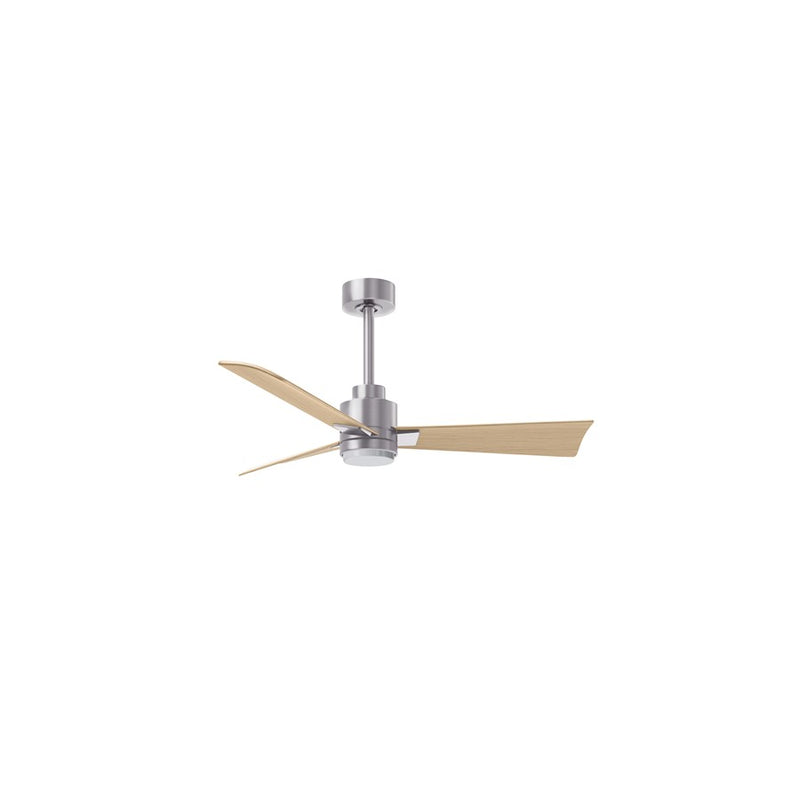 Matthews Fans Alessandra 42in 3-Blade Ceiling Fan | Transitional Brushed Nickel and Light Maple ABS | Bedrooms & Covered Patios | Model AKLK-BN-LM-42