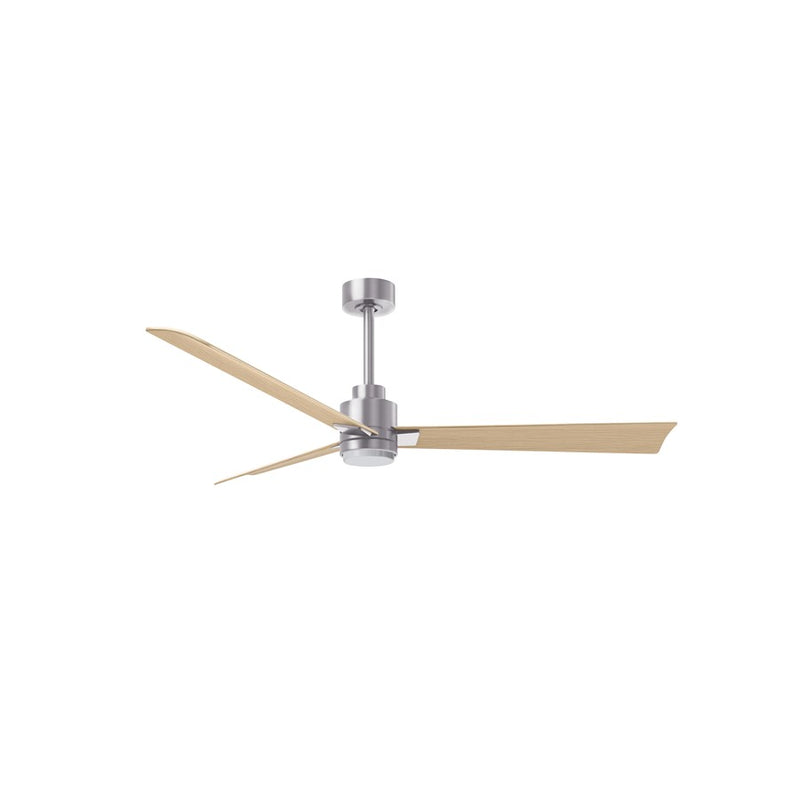 Matthews Fans Alessandra 56in 3-Blade Ceiling Fan | Transitional Brushed Nickel and Light Maple ABS | Living Rooms & Covered | Model AKLK-BN-LM-56