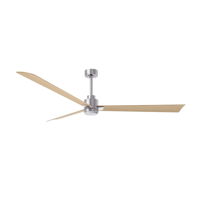 Matthews Fans Alessandra 72in 3-Blade Ceiling Fan | Transitional Brushed Nickel and Light Maple ABS | Great Rooms & Covered | Model AKLK-BN-LM-72