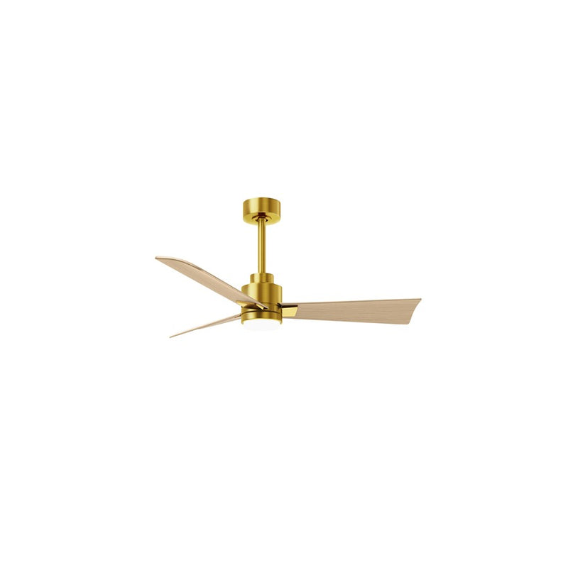 Matthews Fans Alessandra 42in 3-Blade Ceiling Fan | Transitional Brushed Brass and Light Maple ABS | Bedroom & Covered Patio | Model AKLK-BRBR-LM-42
