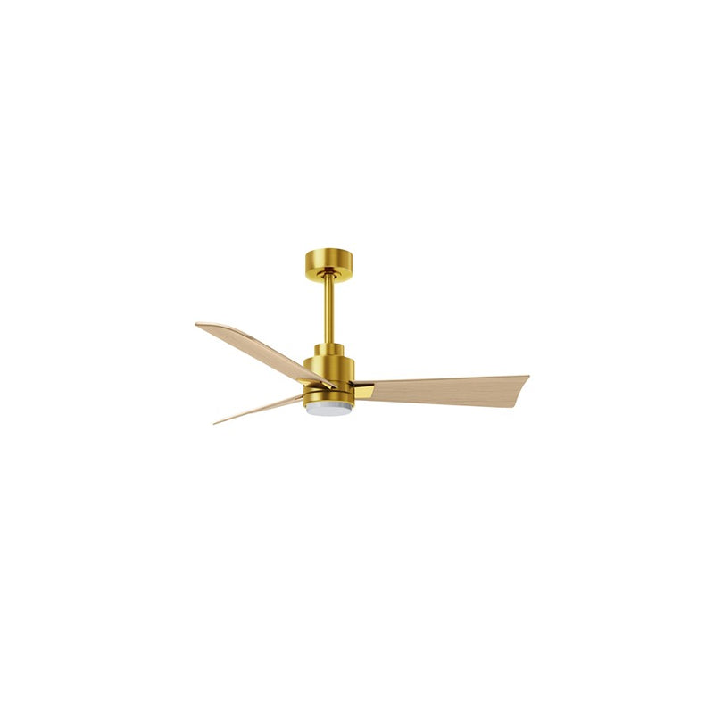 Matthews Fans Alessandra 42in 3-Blade Ceiling Fan | Transitional Brushed Brass and Light Maple ABS | Bedroom & Covered Patio | Model AKLK-BRBR-LM-42