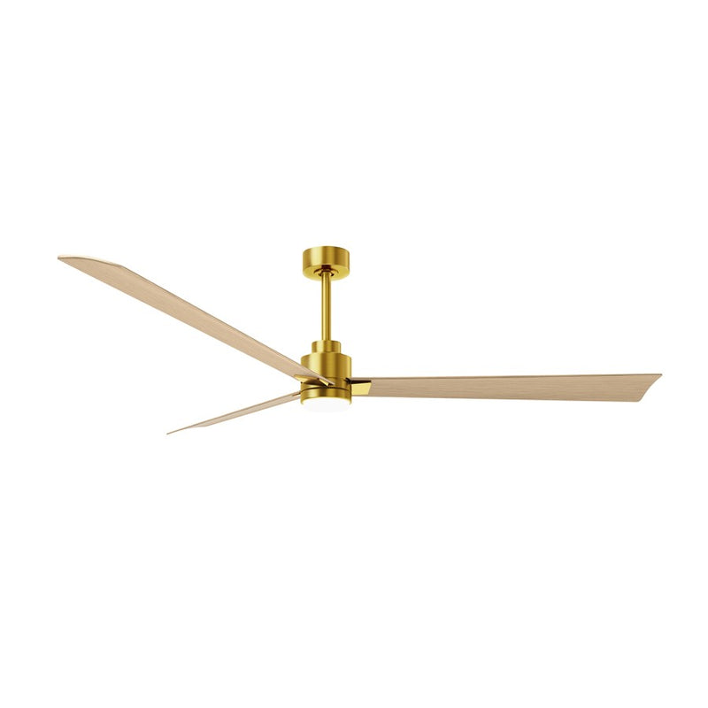 Matthews Fans Alessandra 72in 3-Blade Ceiling Fan | Brushed Brass and Light Maple ABS | Great Rooms & Open Living | Model AKLK-BRBR-LM-72