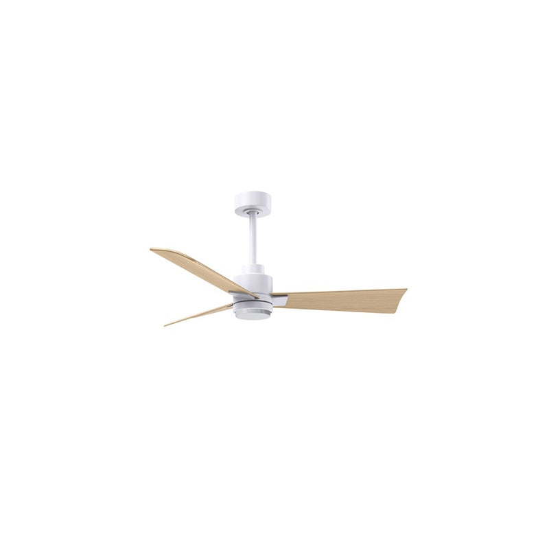 Matthews Fans Alessandra 42in 3-Blade Ceiling Fan with Light | Transitional Matte White and Light Maple ABS | Bedroom & Living | Model AKLK-MWH-LM-42