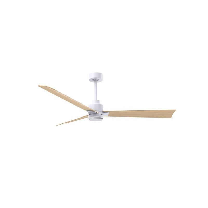 Matthews Fan Alessandra 56in 1-Light 3-Blade Ceiling Fan | Transitional Matte White and Light Maple Tone ABS | Outdoor Wet | Model AKLK-MWH-LM-56