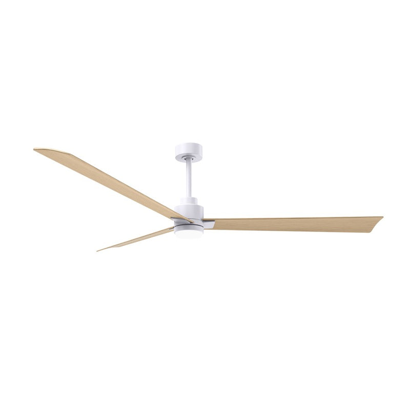 Matthews Fan Alessandra 72in 1-Light 3-Blade Ceiling Fan | Transitional Matte White and Light Maple Tone ABS | Outdoor Wet | Model AKLK-MWH-LM-72