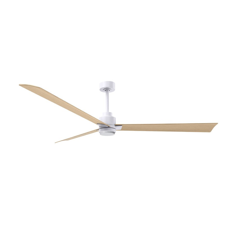 Matthews Fan Alessandra 72in 1-Light 3-Blade Ceiling Fan | Transitional Matte White and Light Maple Tone ABS | Outdoor Wet | Model AKLK-MWH-LM-72