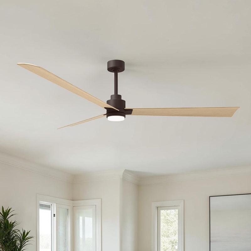Matthews Fans Alessandra 72in 3-Blade Ceiling Fan | Transitional Textured Bronze and Light Maple ABS | Great Rooms & Open | Model AKLK-TB-LM-72