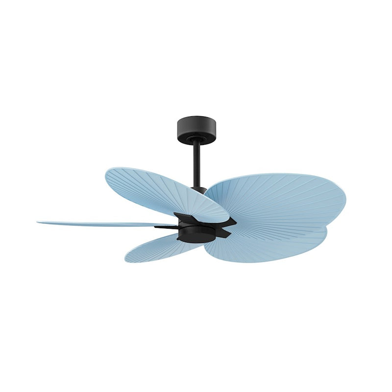 Matthews Fans Alessandra Tropical 48in 5-Blade Ceiling Fan | Transitional Matte Black and Light Blue ABS | Covered Patio & Large | Model AKTP-BK-BL