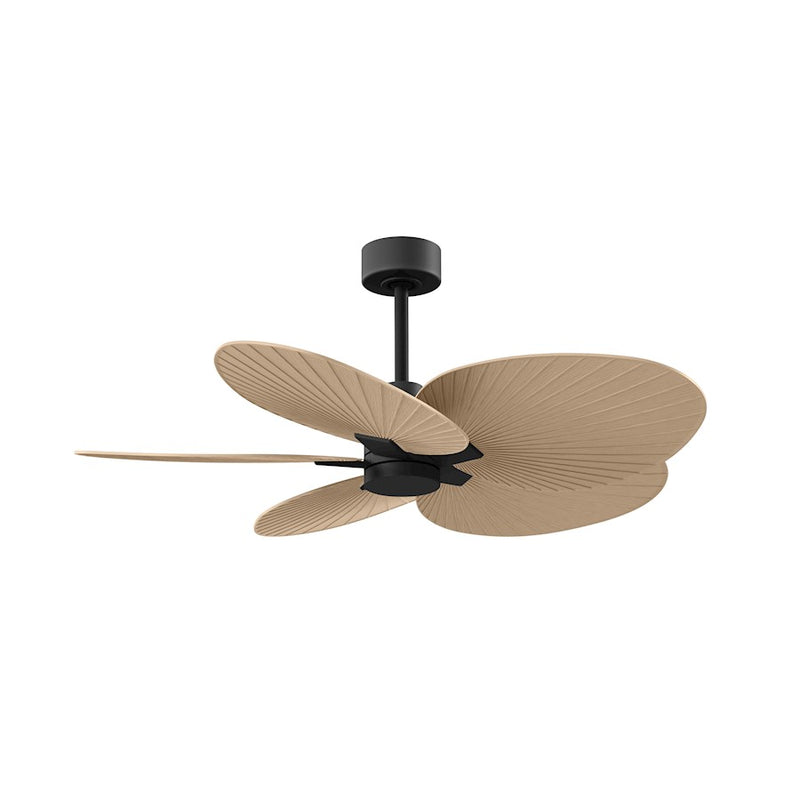 Matthews Fans Alessandra Tropical 48in 5-Blade Ceiling Fan | Transitional Matte Black and Light Maple Tone ABS Blades | Outdoor | Model AKTP-BK-LM